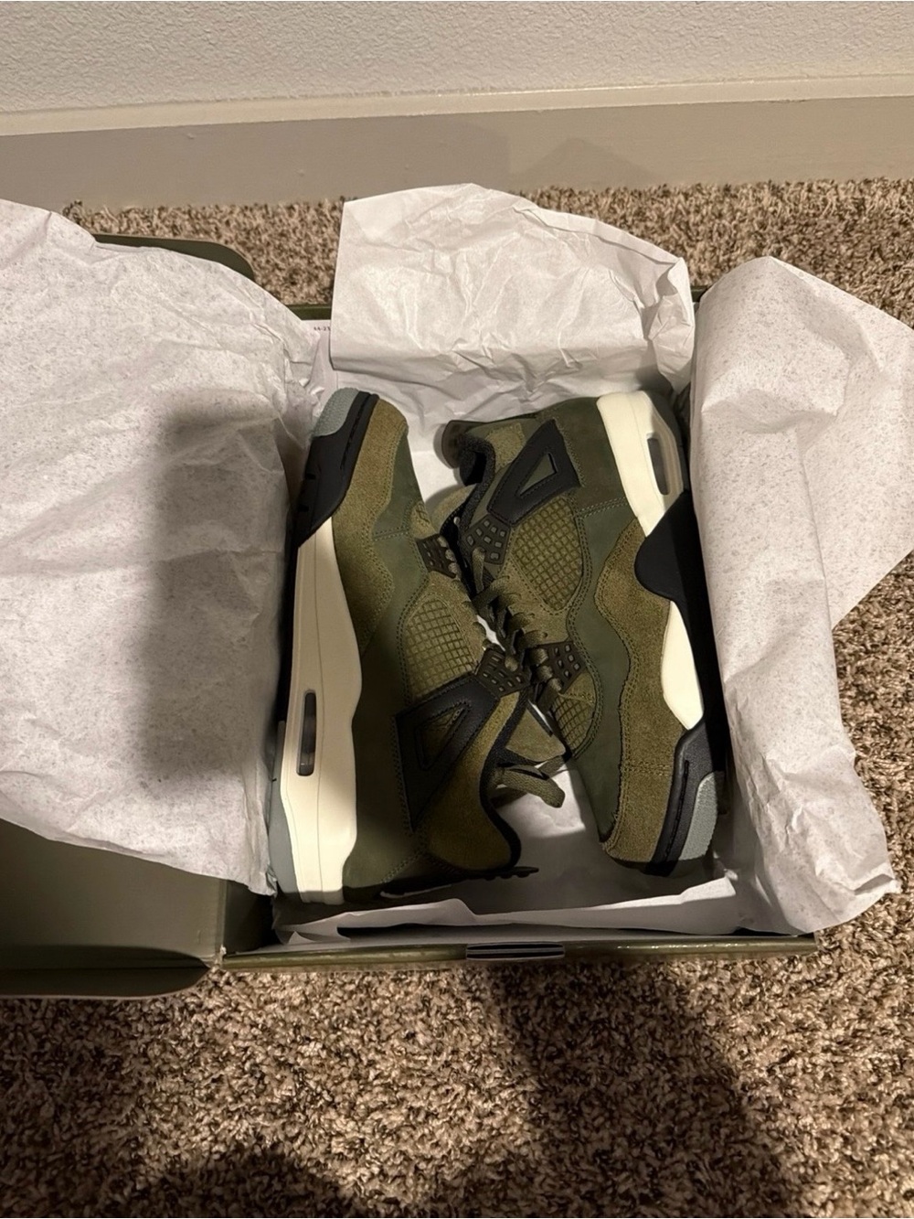 Jordan Men's Olive Green and Black Low-Top Sneakers